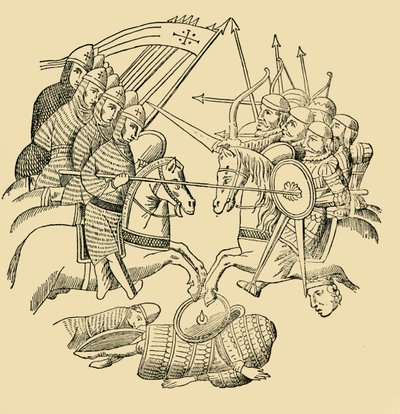 Crusaders and Saracens in Battle by Unbekannt