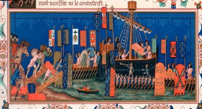 Crusaders embarking for the Holy Land, 15th century by Unbekannt