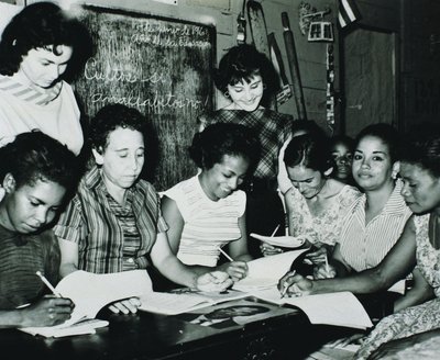 Cuban Revolution: women participating in the educational programmes set up by Fidel Castro