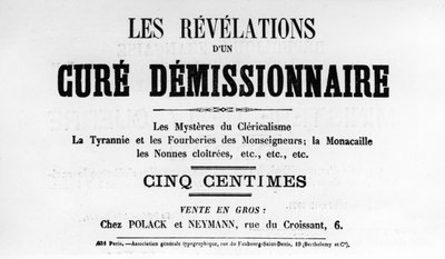 Cure Demissionnaire, from French Political posters of the Paris Commune, May 1871 by Unbekannt