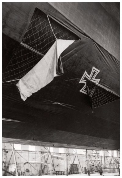 Damaged German Navy Zeppelin Airship, World War I by Unbekannt