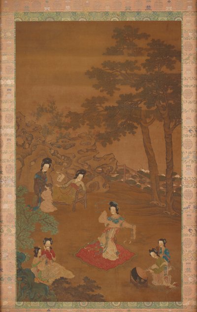 Dancer and Musicians in a Garden, Qing Dynasty, 18th Century by Unbekannt