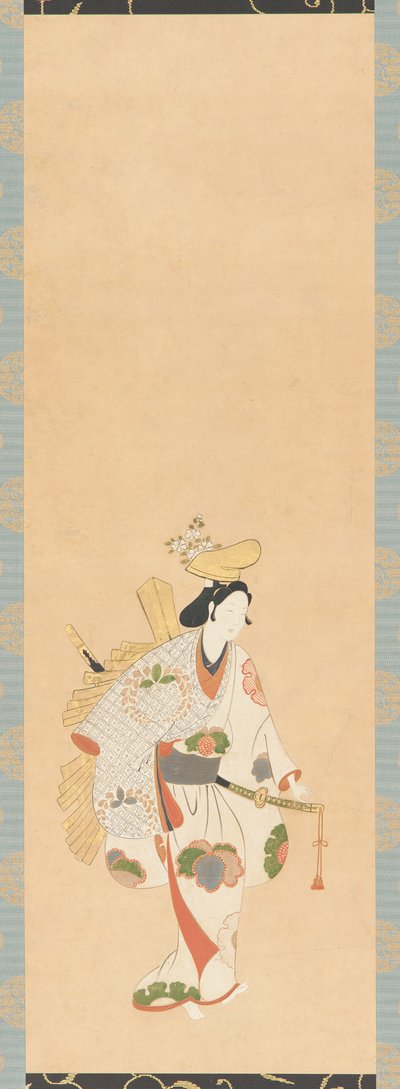 Dancer in a White Dress, Patterned with Colored Leaves by Unbekannt