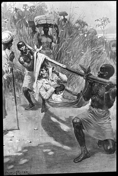 David Livingstone Being Carried on a Makeshift Stretcher Through the Jungle by Unbekannt