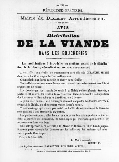 De La Viande, from French Political Posters of the Paris Commune, May 1871 by Unbekannt