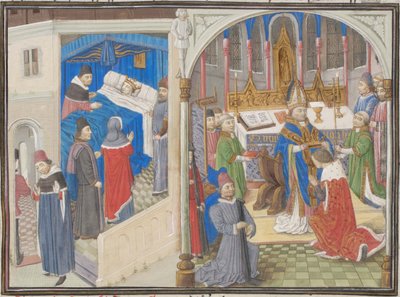 Death of Amalric I of Jerusalem. Coronation of Baldwin IV. Miniature from the Historia by William of Tyre by Unbekannt