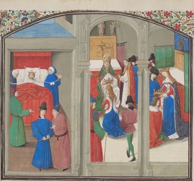 Death of Baldwin IV. Coronation of Guy of Lusignan. Miniature from the Historia by William of Tyre by Unbekannt