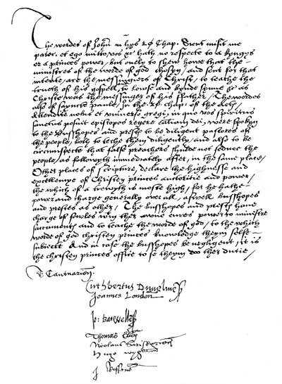 Declaration of the bishops in favour of King Henry VIII