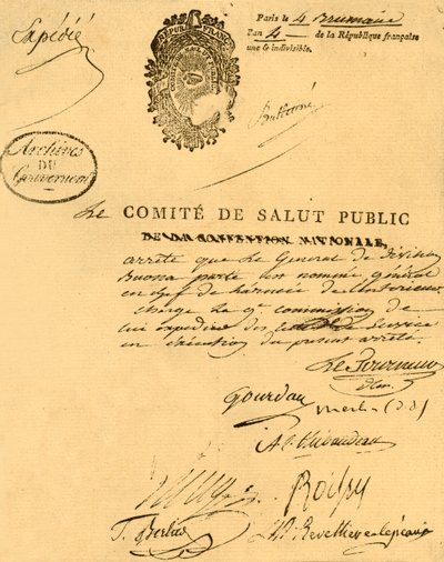 Decree of the Committee of Public Health, 26 October 1795 by Unbekannt