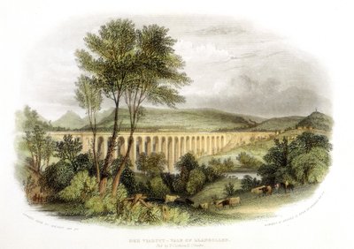 Dee Viaduct, Vale of Llangollen, on the Shrewsbury, Wales and Chester Railway by Unbekannt