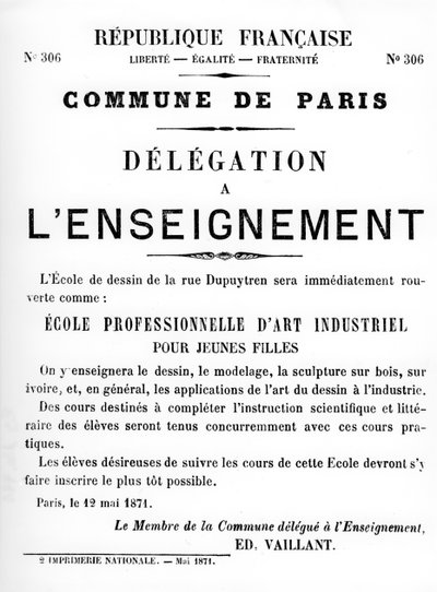 Delegation to Education, from French Political Posters of the Paris Commune by Unbekannt