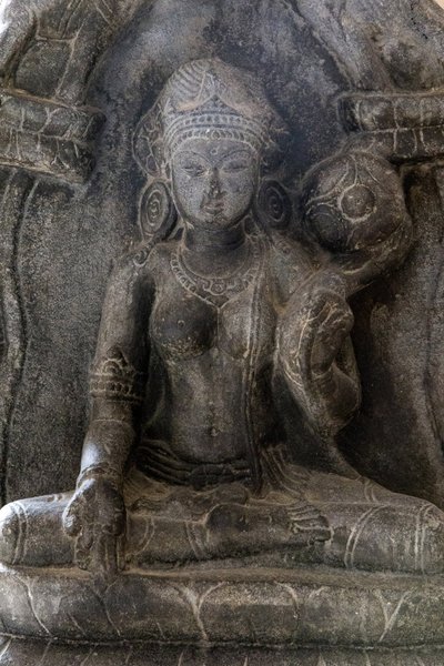 National Museum of India, Delhi. Gaja-Lakshmi (elephants showering water on goddess Lakshmi). Pala, 9th century A.D. Bihar. Stone. (detail) India. by Unbekannt
