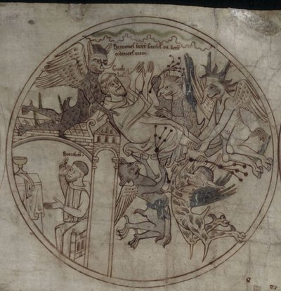 Demons attack Guthlac Manuscript The life of Saint Guthlac, Early 12th century by Unbekannt