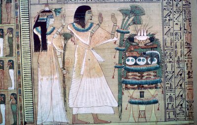 Depiction of a Man and His Wife Making Offerings to Osiris by Unbekannt