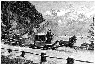 Descending the Mont Cenis Pass in Winter by Horse-Drawn Sledge by Unbekannt