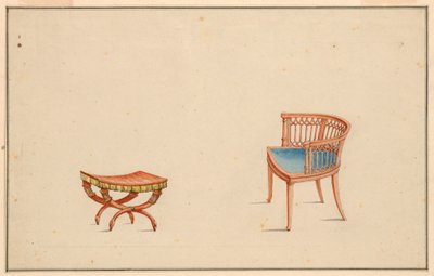 Design for Armchair and Stool by Unbekannt