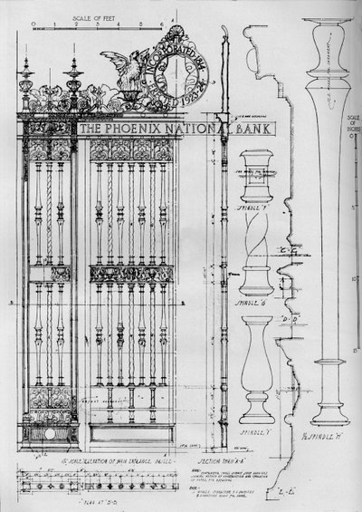 Detail Drawing of the Main Entrance Door Grille, Phoenix National Bank by Unbekannt