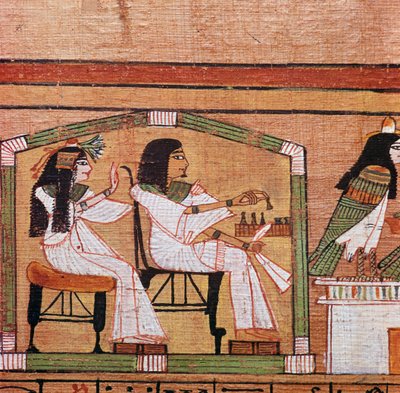 Detail from an Egyptian papyrus showing a game of draughts (detail) by Unbekannt