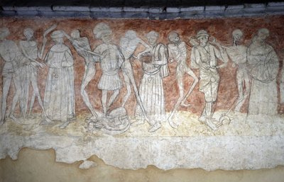 Detail of a fresco depicting the Dance Macabre, Church Saint Robert at La Chaise Dieu by Unbekannt