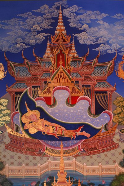 (detail) mural painting in the Uposatha (shrine hall) of Buddhapadipa temple, Wimbledon, United Kingdom by Unbekannt