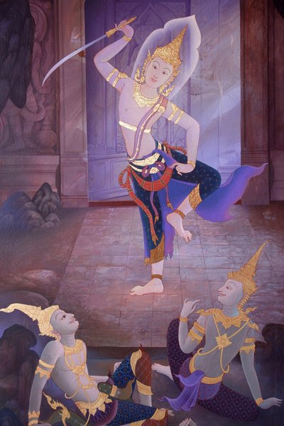 (detail) mural painting in the Uposatha (shrine hall) of Buddhapadipa temple, Wimbledon, United Kingdom by Unbekannt