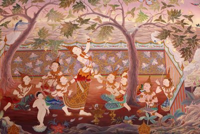Detail of a mural painting in the Uposatha (shrine hall) of Buddhapadipa temple, Wimbledon, Great Britain by Unbekannt