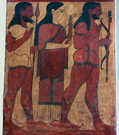 Detail of an Etruscan tomb painting showing Ceres with attendants by Unbekannt