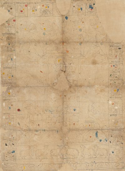 Diagram for a Pichawai Depicting the Sharad Purnima the Autumn Full Moon by Unbekannt