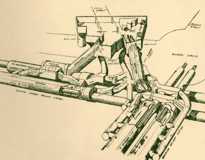 Diagram of New Tube Station at Oxford Circus, 1930 by Unbekannt
