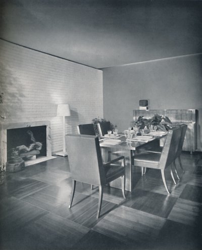 Dining-Room Furniture with Leather-Upholstered Chairs Designed by T. H. Robsjohn-Gibbings by Unbekannt