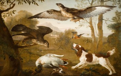 Dog Guarding a Dead Duck From Birds of Prey by Unbekannt