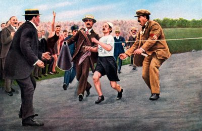 Dorando Pietri Finishing the First Modern Olympic Marathon, London by Unbekannt
