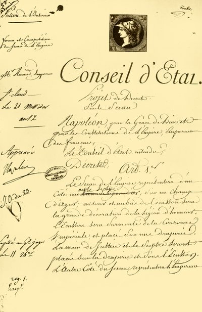 Draft decree on the form and composition of the imperial seal, 10 July 1804 by Unbekannt