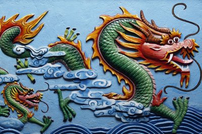 Dragon Sculpture in a Chinese Temple, Phnom Penh, Cambodia by Unbekannt