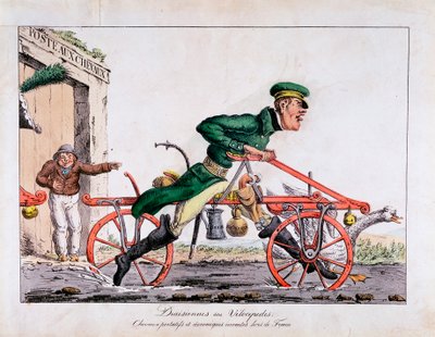Draisienne or velocipede shown replacing horses in the French post service by Unbekannt