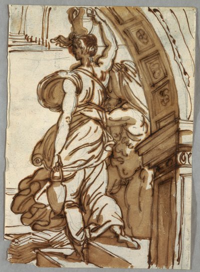 Drawing, Burning of the Borgo, after Raphael, Late 18th Century by Unbekannt