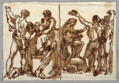 Drawing, The Judgement of Solomon; The Flaying of Marsyas, ca. 1820 by Unbekannt