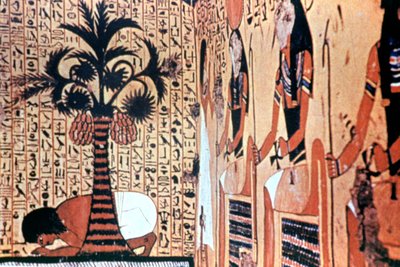Drinking from the River, Temple Wall Painting, Thebes, Egypt by Unbekannt