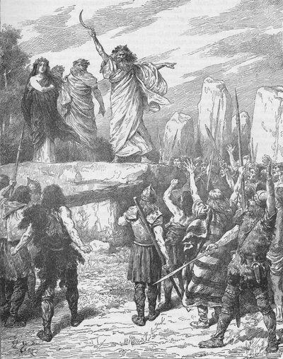 Druids inciting the Britons to oppose the landing of the Romans by Unbekannt