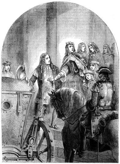 Duchess of Savoy and her children quitting Turin by Unbekannt