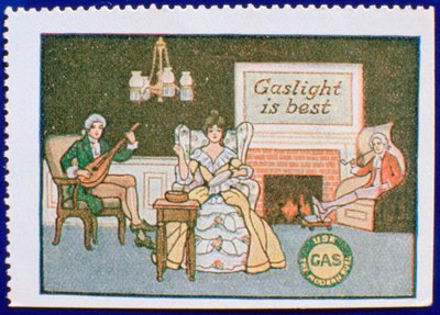 Early Gas Lighting Advertisement Label by Unbekannt