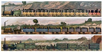 Early railway Coaches, the Liverpool and Manchester Railway, England, 1831 by Unbekannt