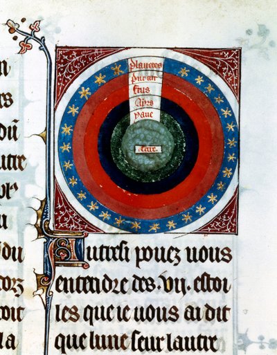 Earth Surrounded by Water, Air, Fire, the Planets and Stars, 13th Century by Unbekannt