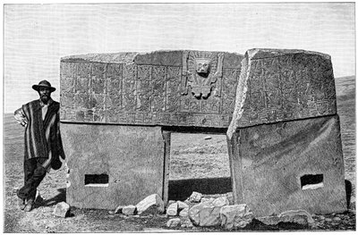 Eastern aspect of the monolithic gate of Akapana, Tiahuanaco, Bolivia by Unbekannt