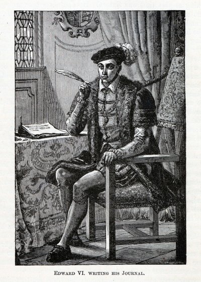 Edward VI Writing His Journal, 1882 by Unbekannt