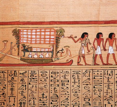 Egyptian papyrus depicting taking the mummy to the necropolis, 13th century BC by Unbekannt