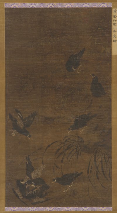Eight Mynah Birds with Bamboo and Orchids, Ming Dynasty by Unbekannt