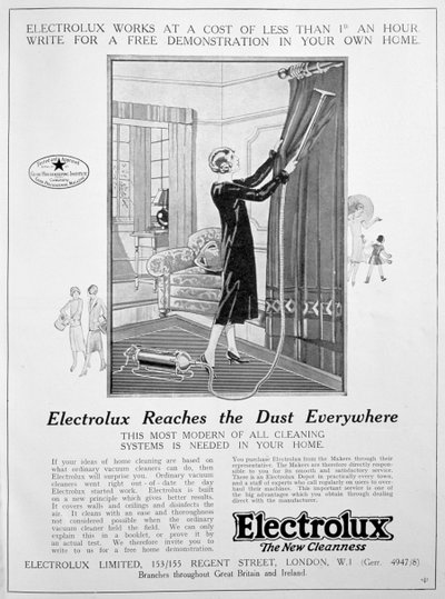 Electrolux vacuum cleaner advert, 1924 by Unbekannt