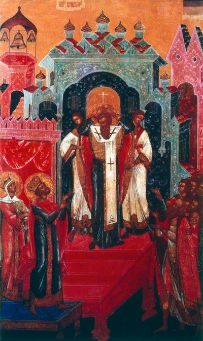 Elevation of the Cross During a Russian Orthodox Service, 19th Century by Unbekannt