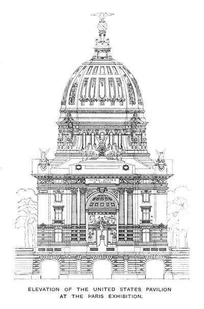 Elevation of the United States Pavilion at the Paris Exhibition, 1900 by Unbekannt